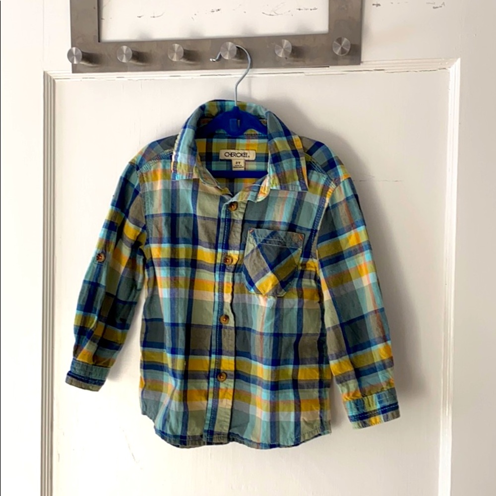 Cherokee 2T plaid button down shirt